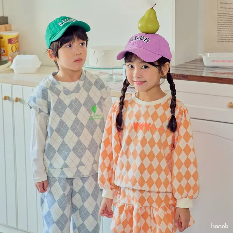 Hanab - Korean Children Fashion - #Kfashion4kids - Argyle Top Bottom Set - 12