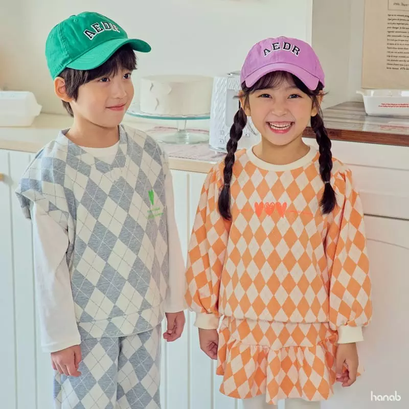 Hanab - Korean Children Fashion - #stylishchildhood - Argyle Top Bottom Set - 4