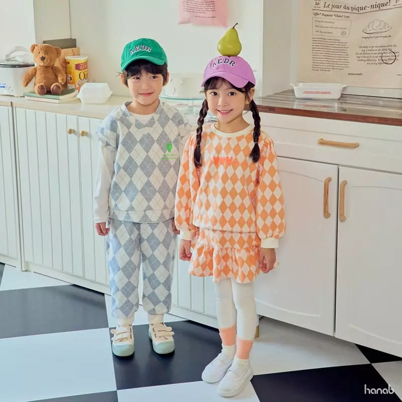 Hanab - Korean Children Fashion - #childrensboutique - Argyle Top Bottom Set - 5