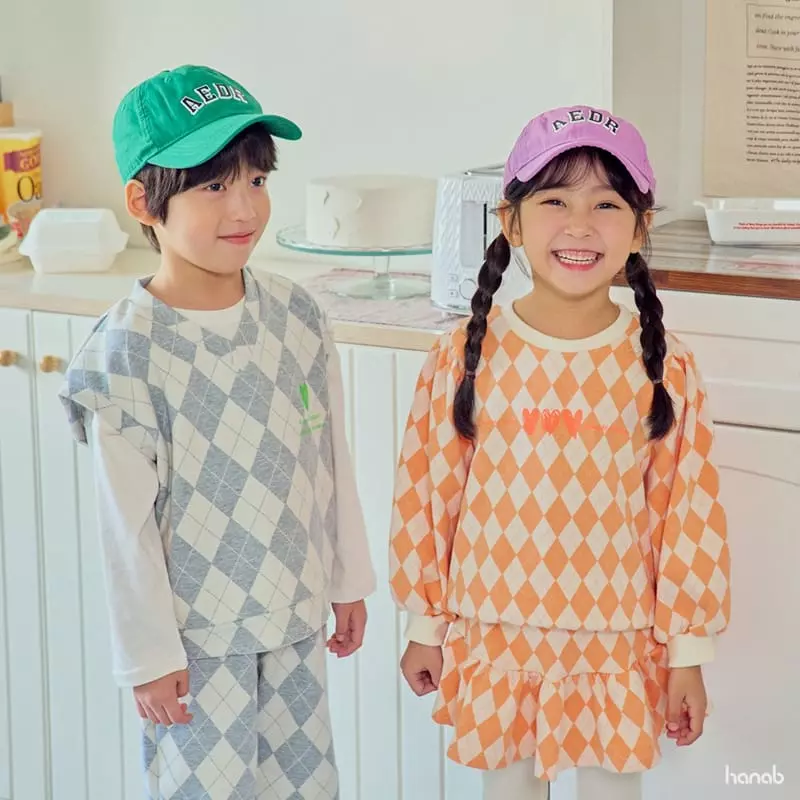 Hanab - Korean Children Fashion - #discoveringself - Argyle Top Bottom Set - 7