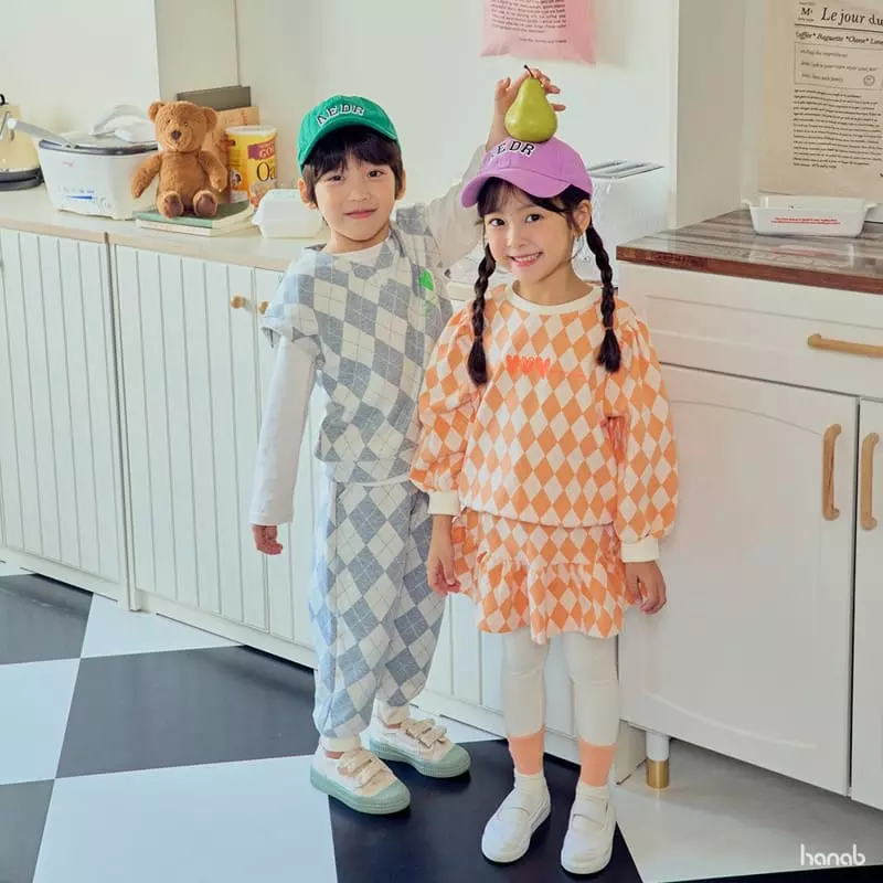 Hanab - Korean Children Fashion - #kidsstore - Argyle Top Bottom Set - 10