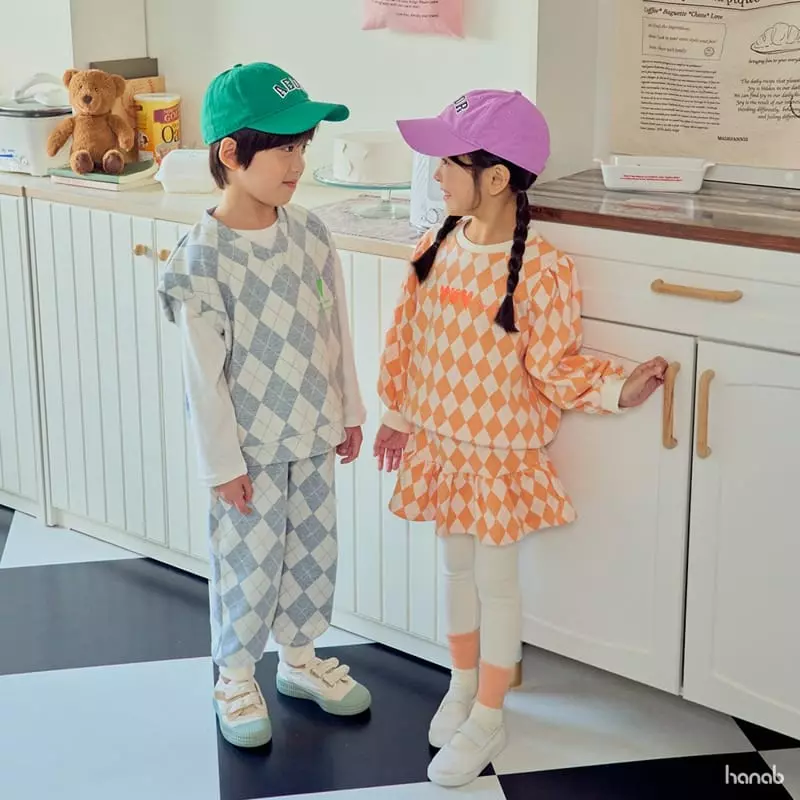 Hanab - Korean Children Fashion - #stylishchildhood - Argyle Top Bottom Set - 3