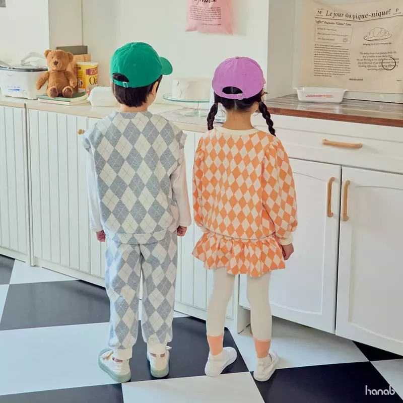 Hanab - Korean Children Fashion - #todddlerfashion - Argyle Top Bottom Set