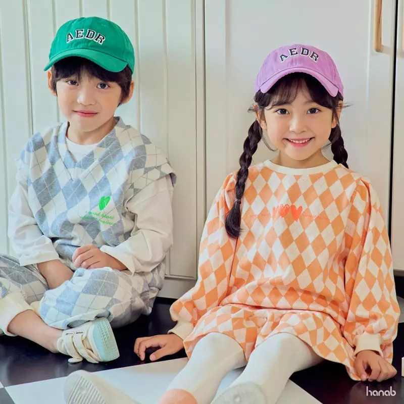 Hanab - Korean Children Fashion - #toddlerclothing - Argyle Top Bottom Set - 2