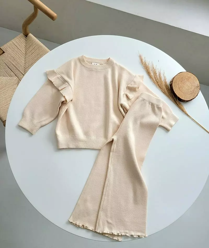 Hanacoco - Korean Children Fashion - #childrensboutique - Knit Top Bottom Set - 2