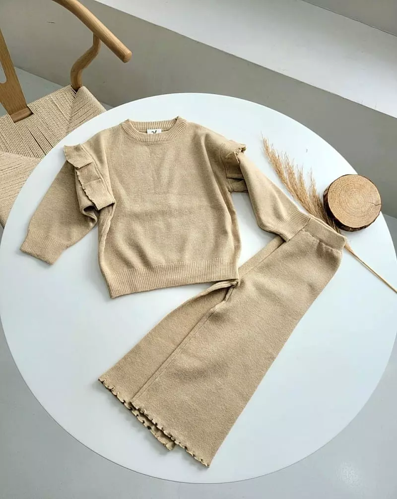 Hanacoco - Korean Children Fashion - #designkidswear - Knit Top Bottom Set - 3