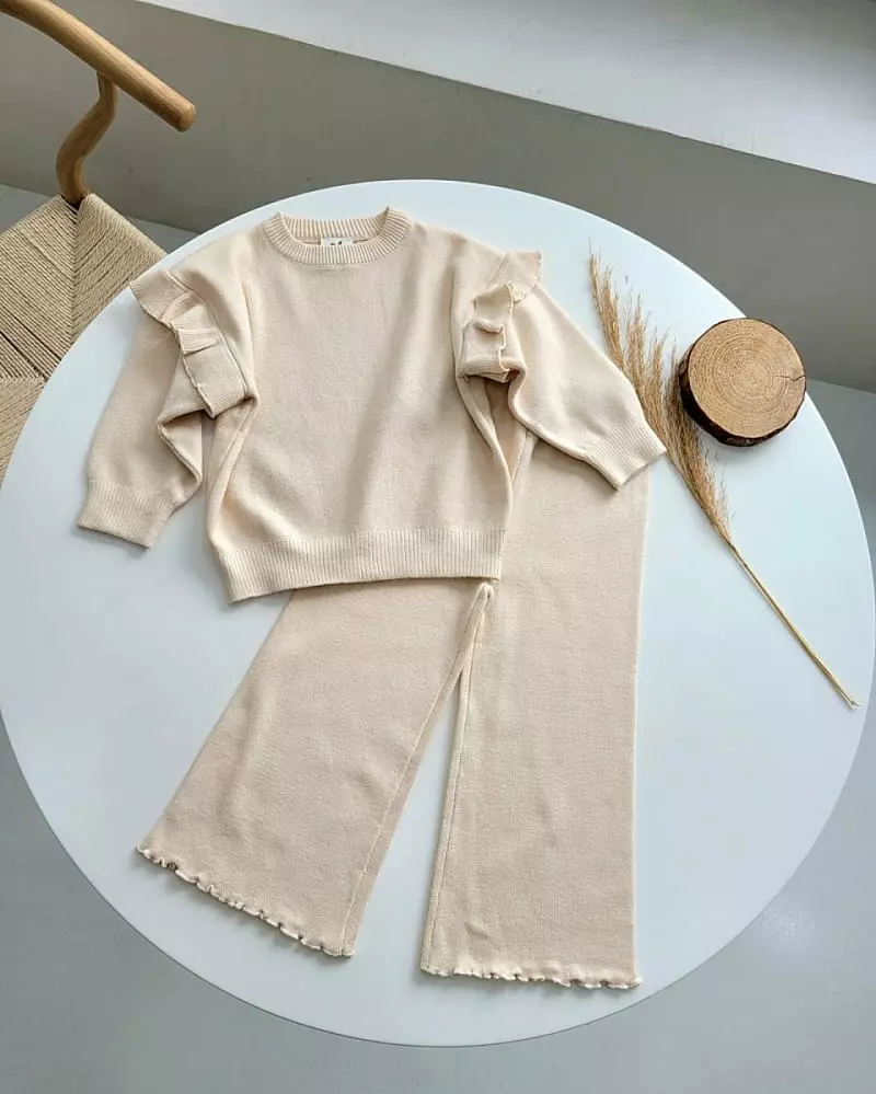Hanacoco - Korean Children Fashion - #designkidswear - Knit Top Bottom Set - 4