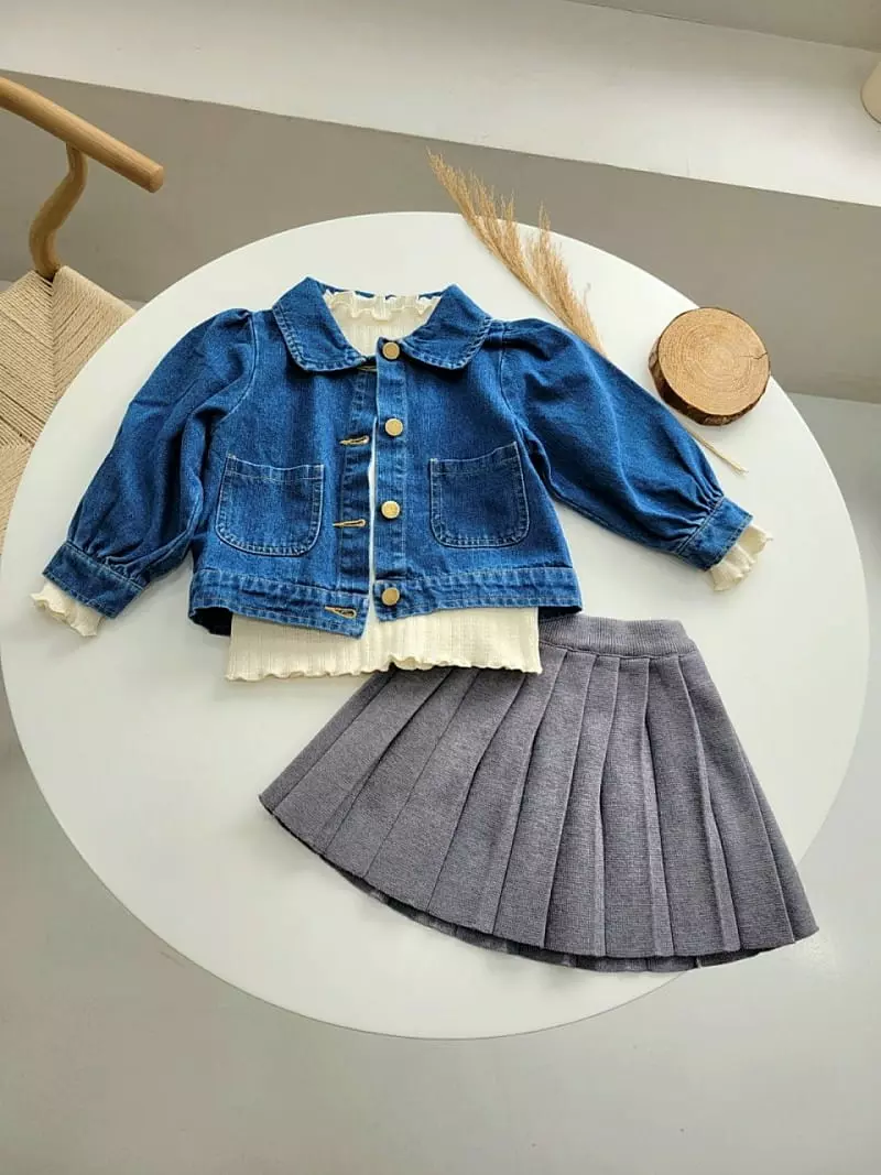 Hanacoco - Korean Children Fashion - #kidsshorts - Denim Jacket - 4
