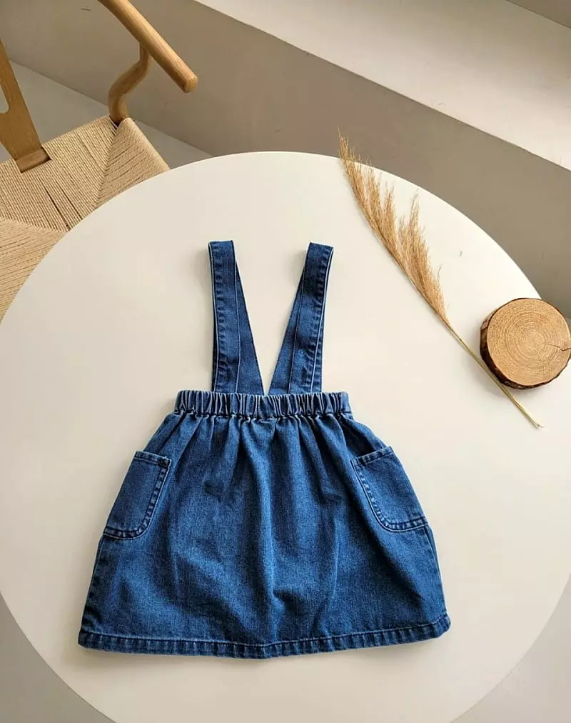 Hanacoco - Korean Children Fashion - #kidsstore - Denim Dungarees Skirt