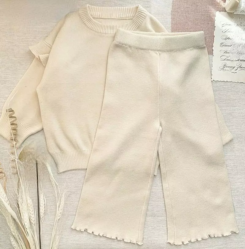 Hanacoco - Korean Children Fashion - #kidzfashiontrend - Knit Top Bottom Set - 8