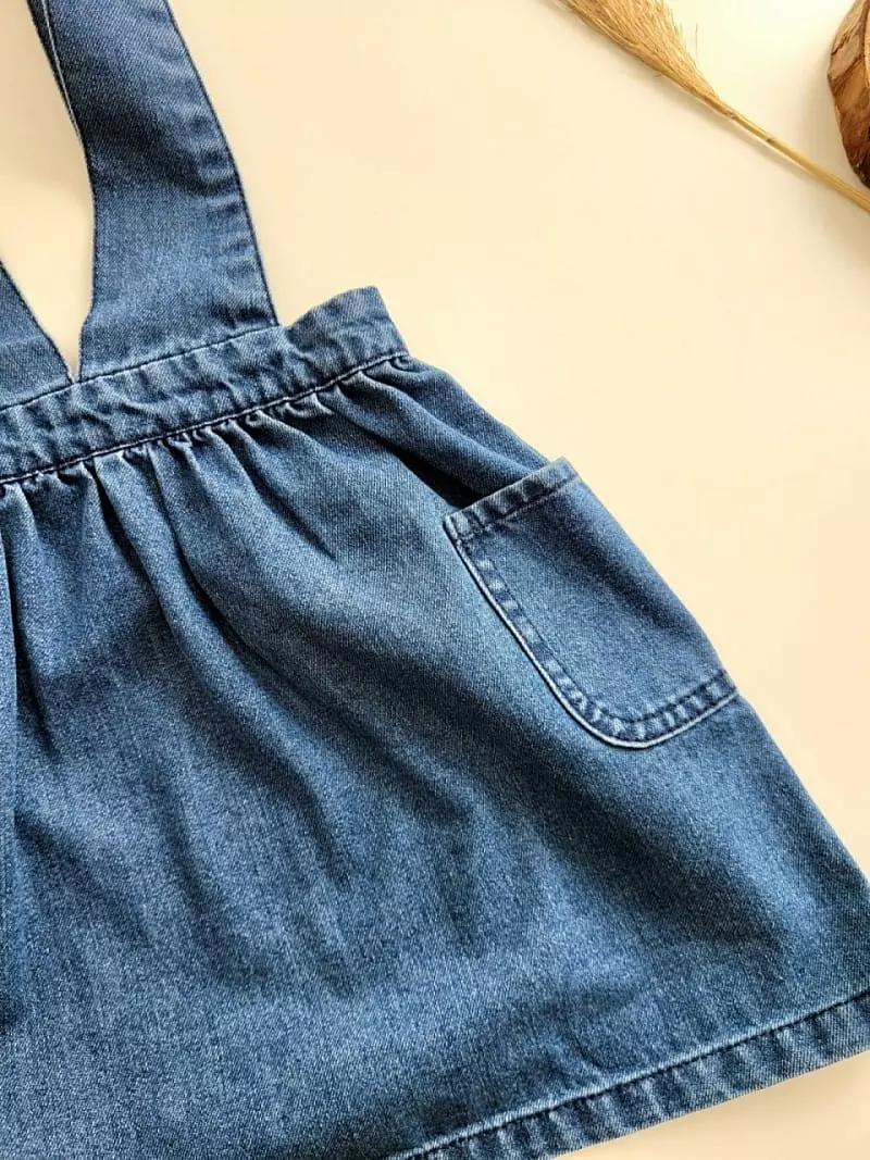 Hanacoco - Korean Children Fashion - #kidzfashiontrend - Denim Dungarees Skirt - 2