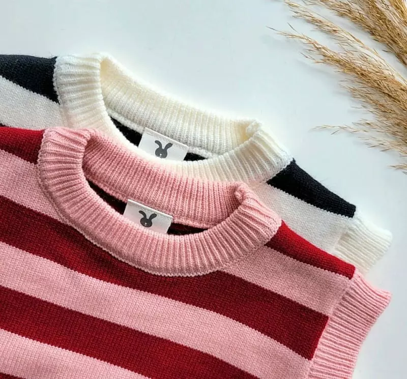 Hanacoco - Korean Children Fashion - #littlefashionista - Stripes Knit Vest - 4