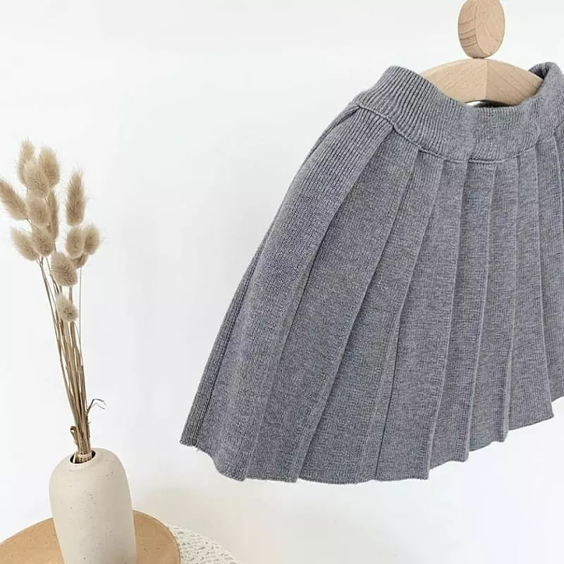 Hanacoco - Korean Children Fashion - #minifashionista - Knit Wrinkle Skirt - 7