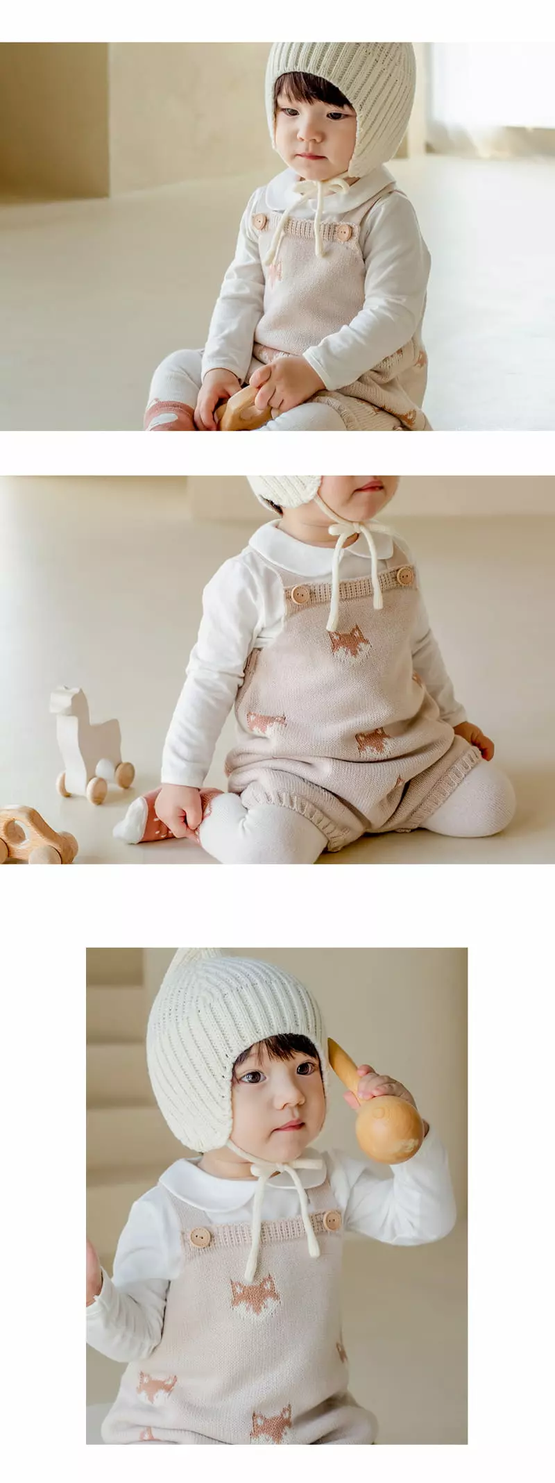 Happy Prince - Korean Baby Fashion - #babyoutfit - Ciona Knit Babr Overalls - 3