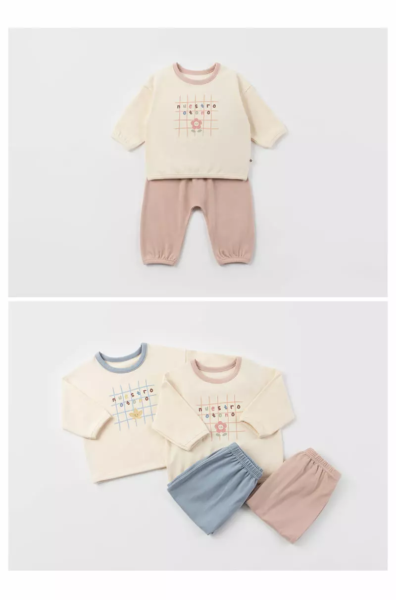 Happy Prince - Korean Children Fashion - #Kfashion4kids - Beunie Lounge Baby Top Bottom Set Pink - 5