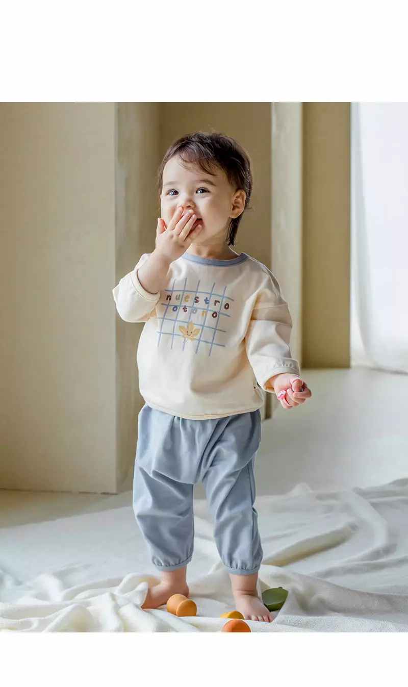 Happy Prince - Korean Children Fashion - #discoveringself - Beunie Lounge Baby Top Bottom Set Blue