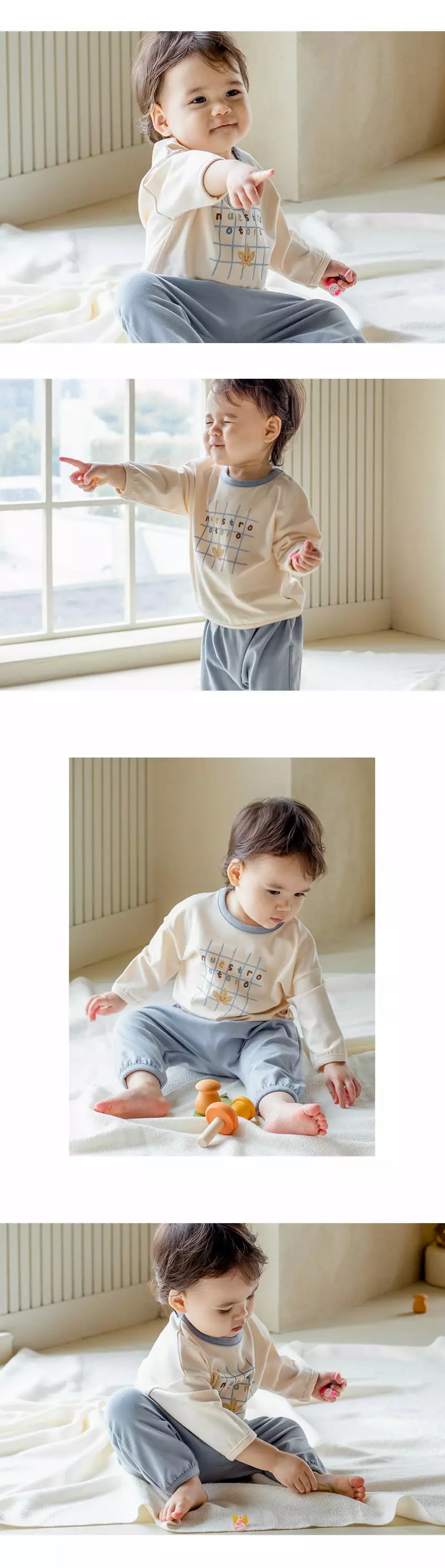 Happy Prince - Korean Children Fashion - #kidsshorts - Beunie Lounge Baby Top Bottom Set Blue - 3