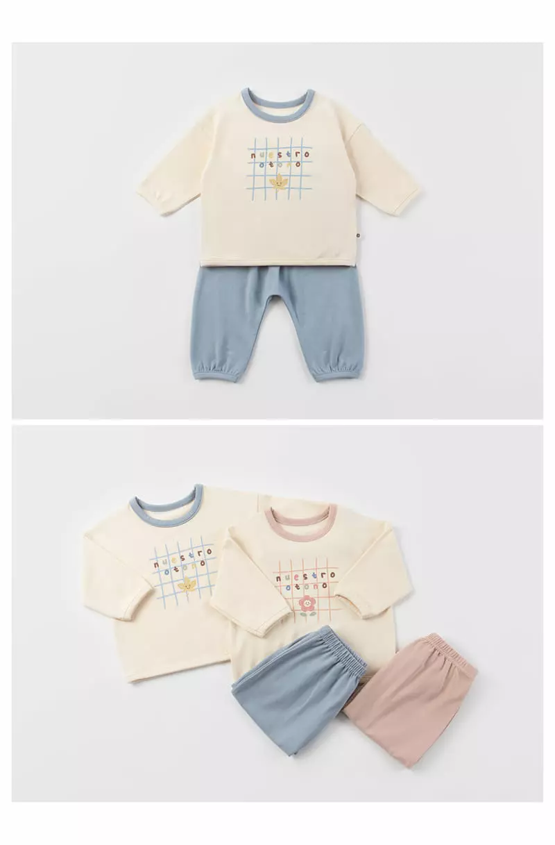 Happy Prince - Korean Children Fashion - #kidsshorts - Beunie Lounge Baby Top Bottom Set Blue - 4