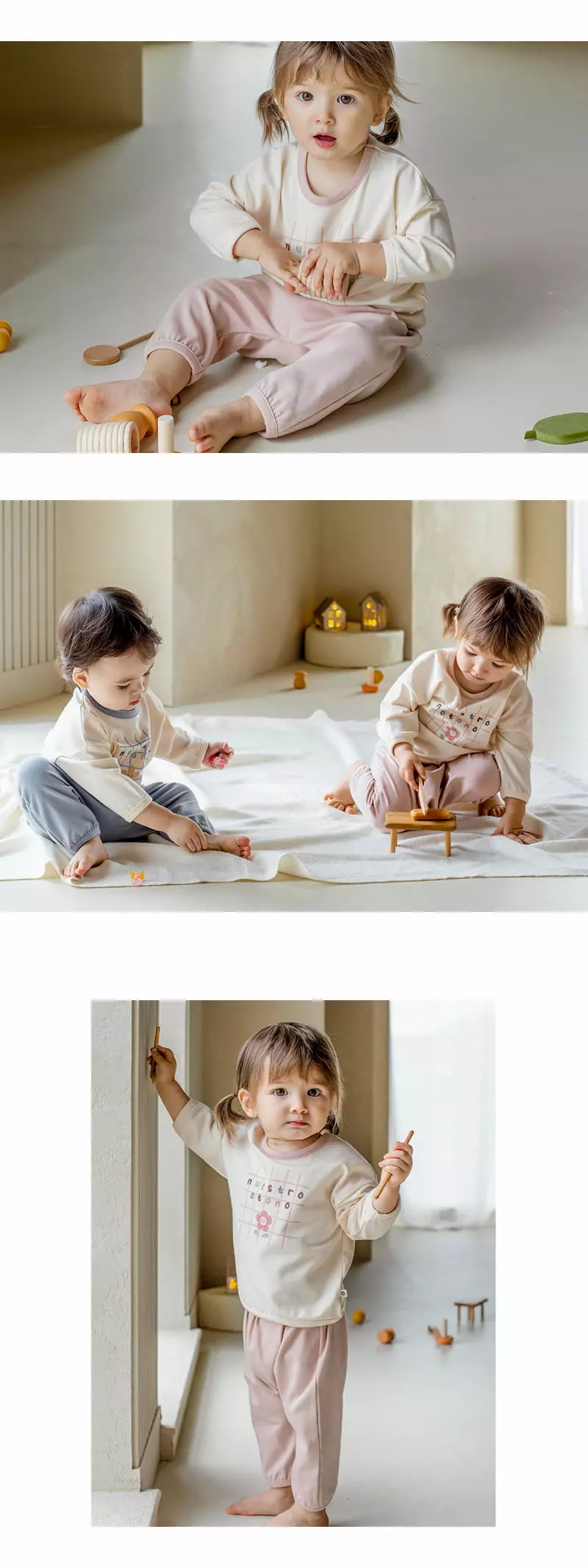 Happy Prince - Korean Children Fashion - #kidsstore - Beunie Lounge Baby Top Bottom Set Pink - 3