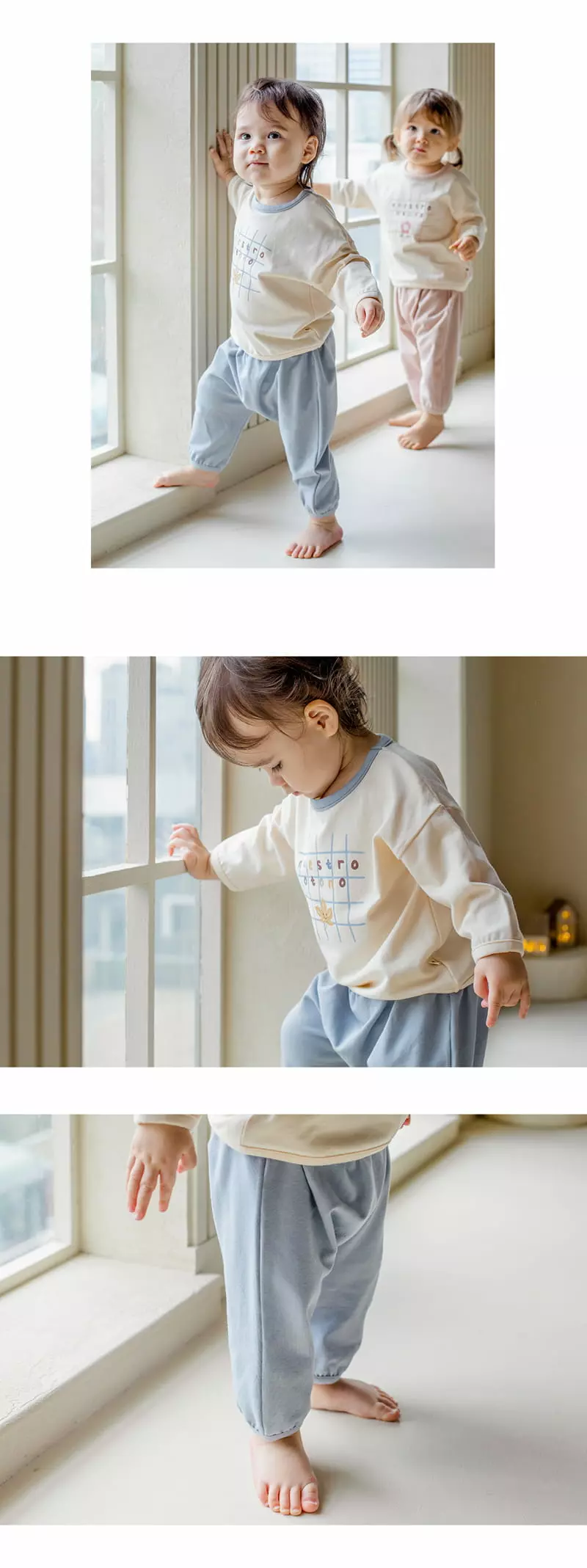 Happy Prince - Korean Children Fashion - #kidzfashiontrend - Beunie Lounge Baby Top Bottom Set Blue - 5