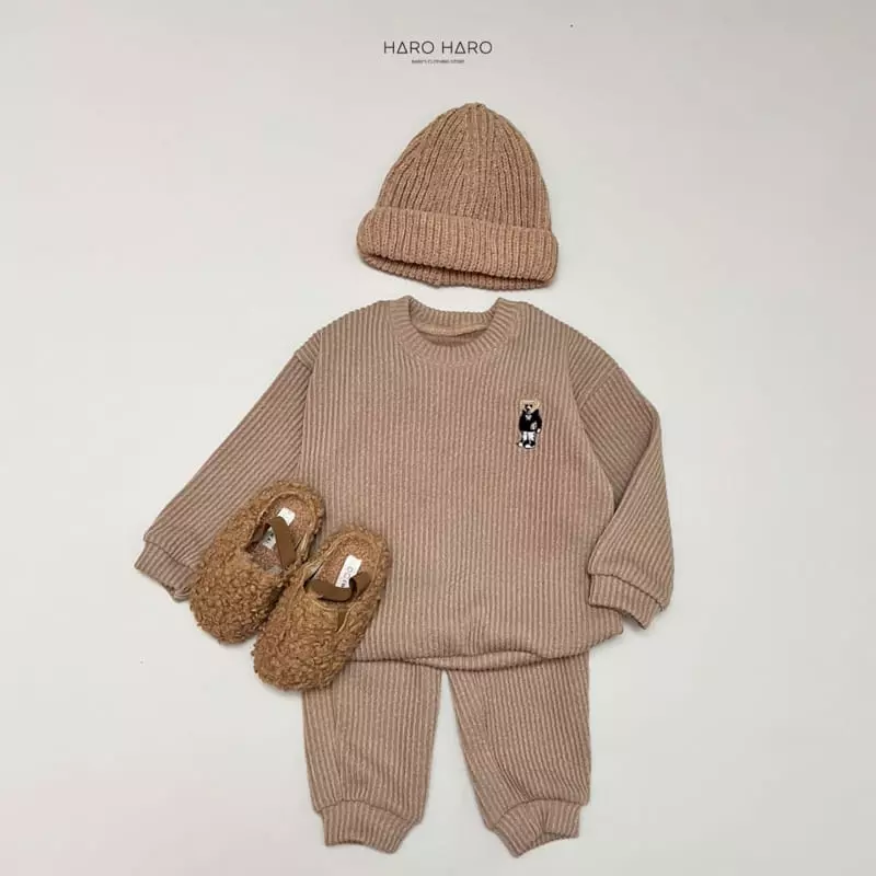 Haro Haro - Korean Children Fashion - #Kfashion4kids - Rugby Bear Knit Top Bottom Set - 9