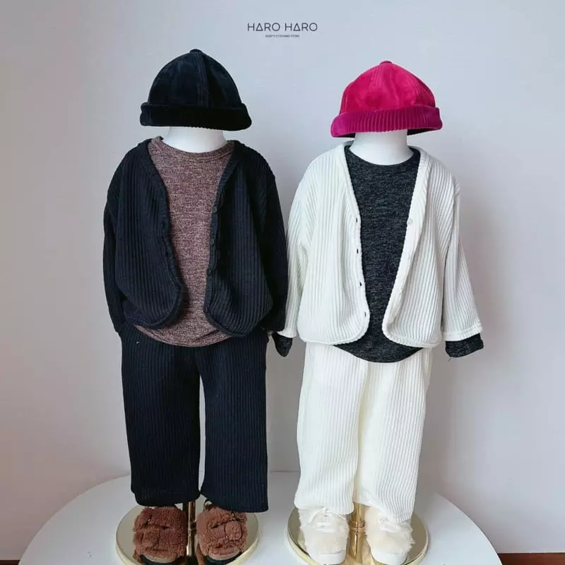 Haro Haro - Korean Children Fashion - #kidsshorts - Hazelnut Cardigan Top Bottom Set