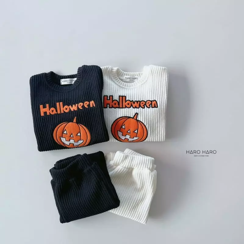 Haro Haro - Korean Children Fashion - #kidsshorts - Halloween Top Bottom Set - 3