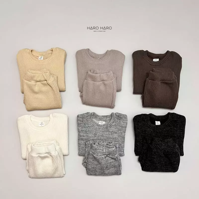Haro Haro - Korean Children Fashion - #littlefashionista - Brownie Knit Top Bottom Set - 7