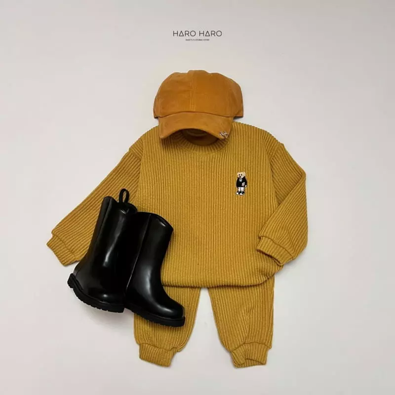 Haro Haro - Korean Children Fashion - #magicofchildhood - Rugby Bear Knit Top Bottom Set - 11