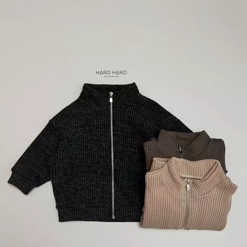 Haro Haro - Korean Children Fashion - #todddlerfashion - Cookie Knit Zip-up - 6