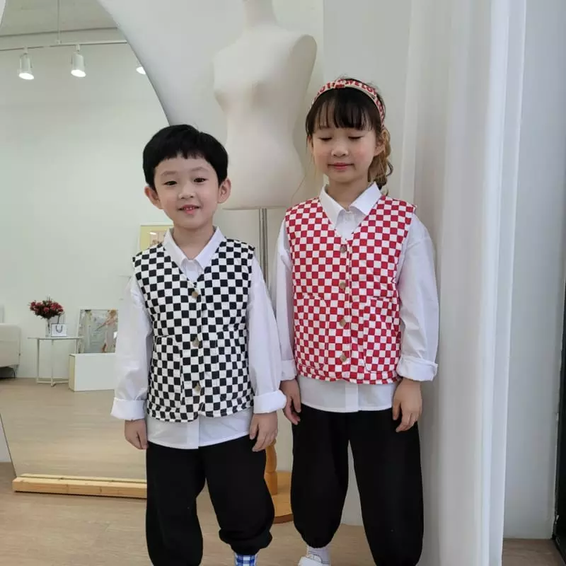 Heart Baby - Korean Children Fashion - #kidzfashiontrend - Check Malrang Vest - 2