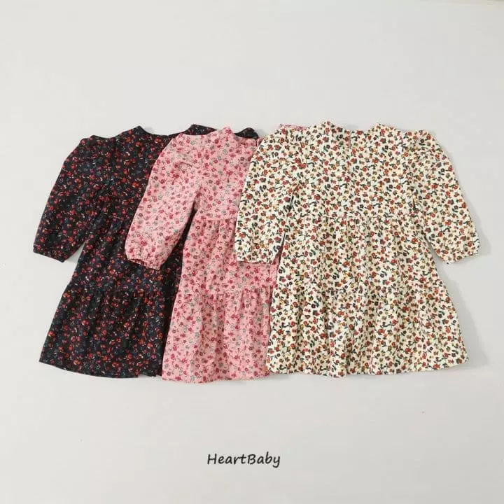 Heart Baby - Korean Children Fashion - #magicofchildhood - Rib Shoulder Flower One-piece - 2