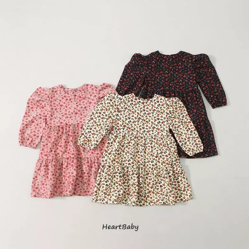 Heart Baby - Korean Children Fashion - #minifashionista - Rib Shoulder Flower One-piece - 3
