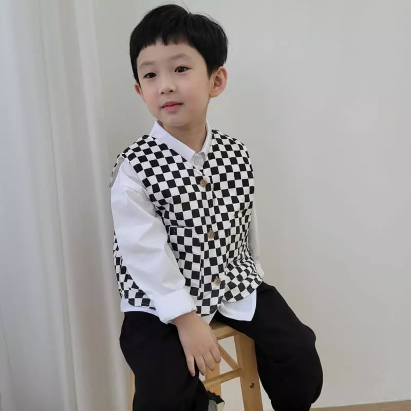 Heart Baby - Korean Children Fashion - #stylishchildhood - Check Malrang Vest - 10