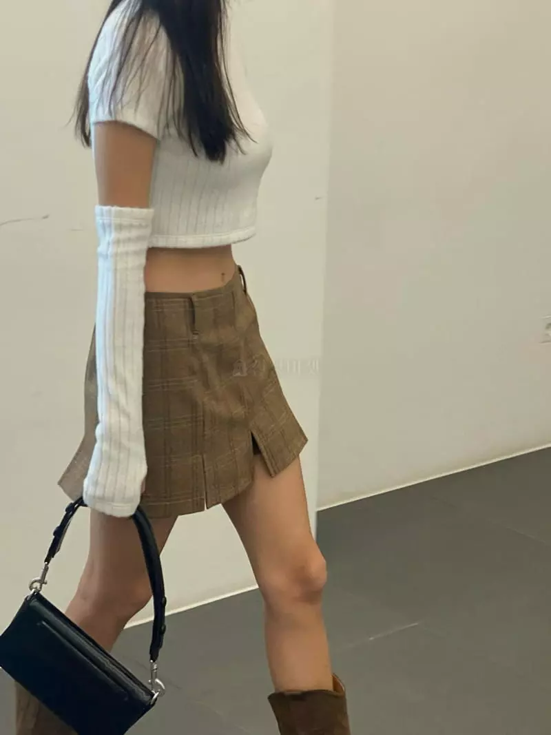 Hi Raki - Korean Women Fashion - #vintagekidsstyle - Check Skirt Pants - 4