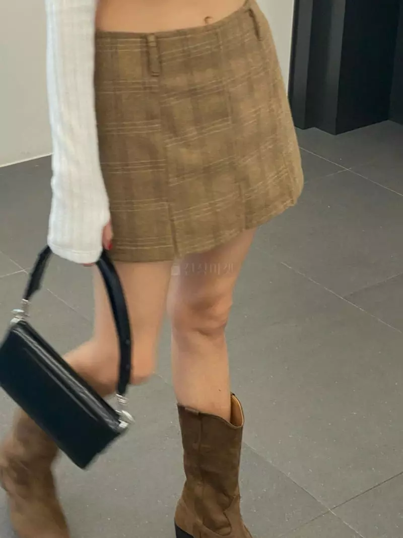 Hi Raki - Korean Women Fashion - #vintageinspired - Check Skirt Pants - 2