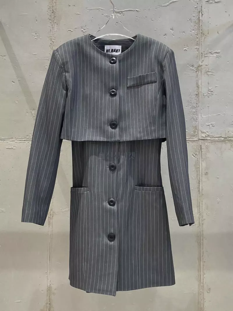 Hi Raki - Korean Women Fashion - #womensfashion - Stripes Crop Jacket - 9