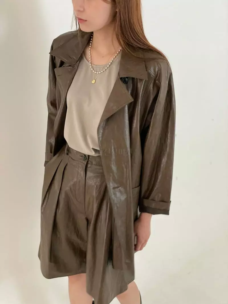Hoper - Korean Women Fashion - #momslook - Leather Pants Set Up - 2