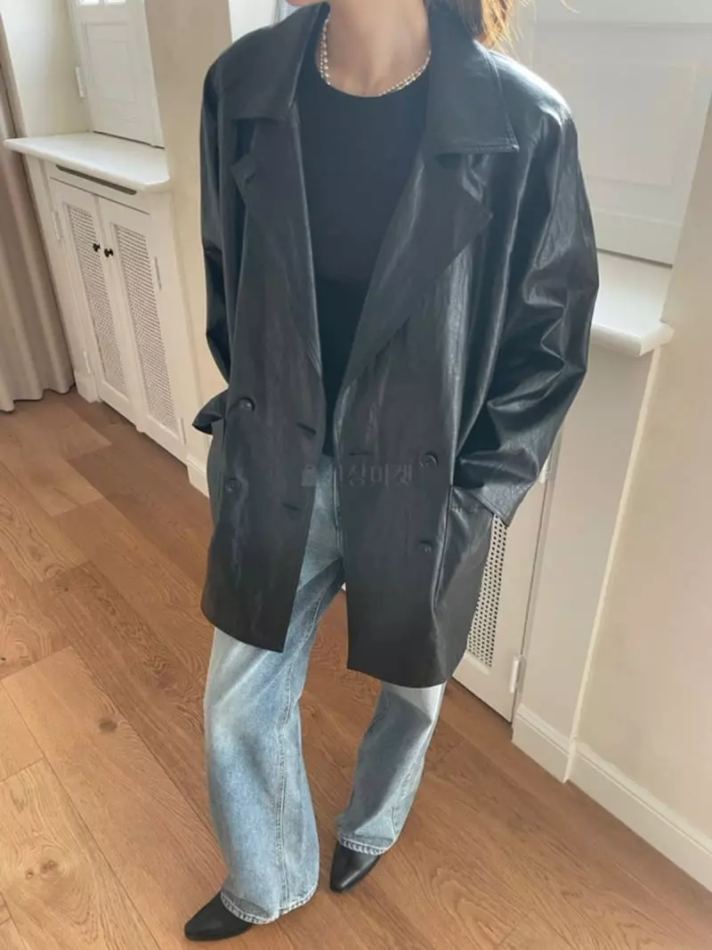 Hoper - Korean Women Fashion - #momslook - Leather Half Jacket