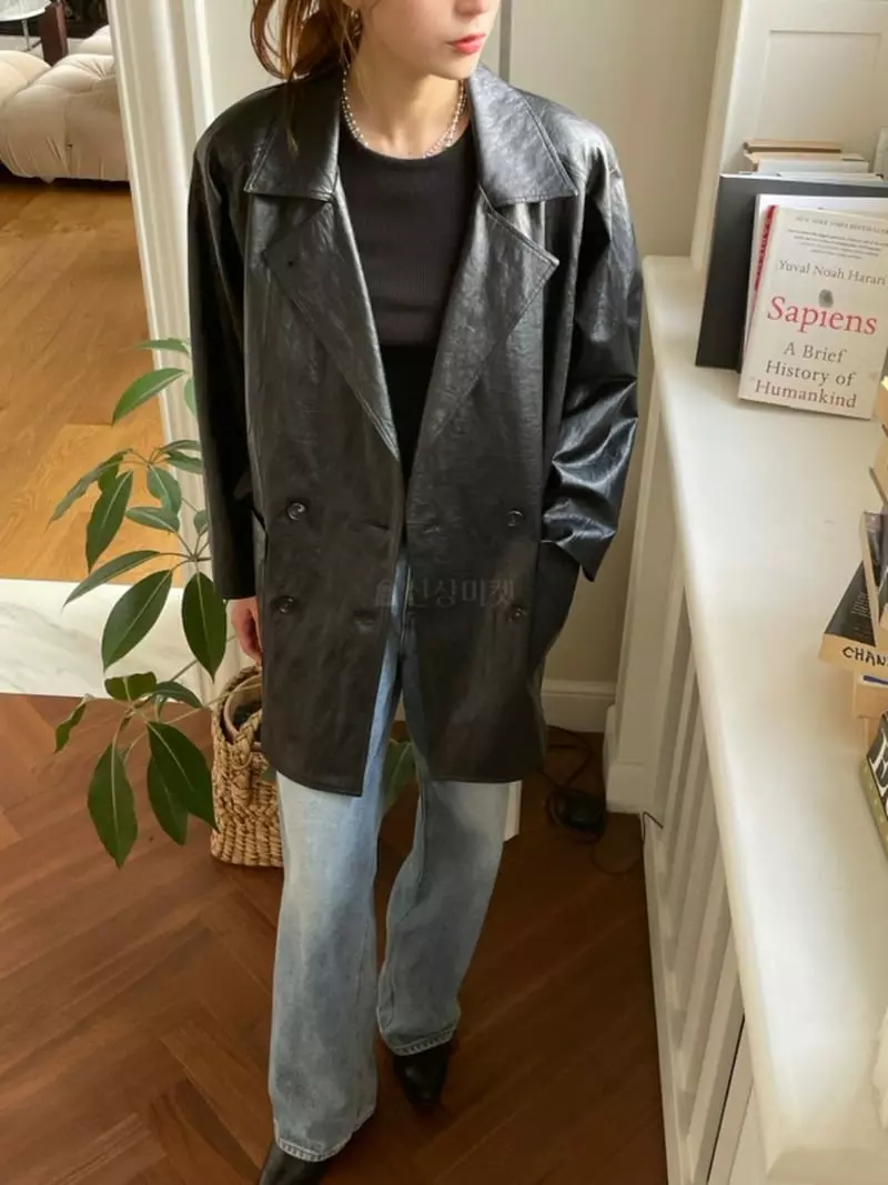 Hoper - Korean Women Fashion - #momslook - Leather Half Jacket - 5