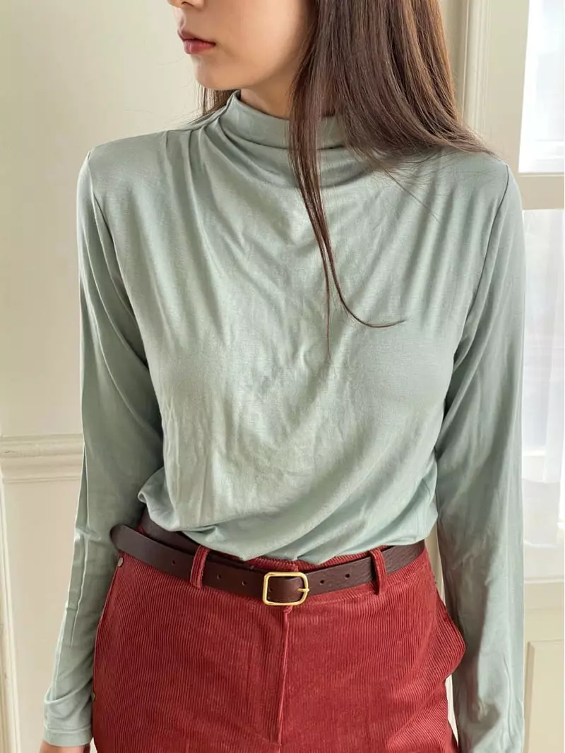 Hoper - Korean Women Fashion - #momslook - Neck Tug Modal Tee - 6