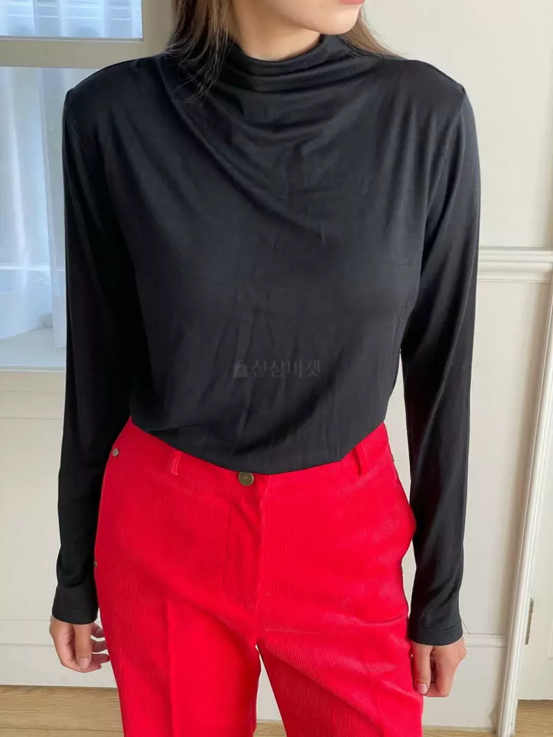 Hoper - Korean Women Fashion - #momslook - Neck Tug Modal Tee - 8