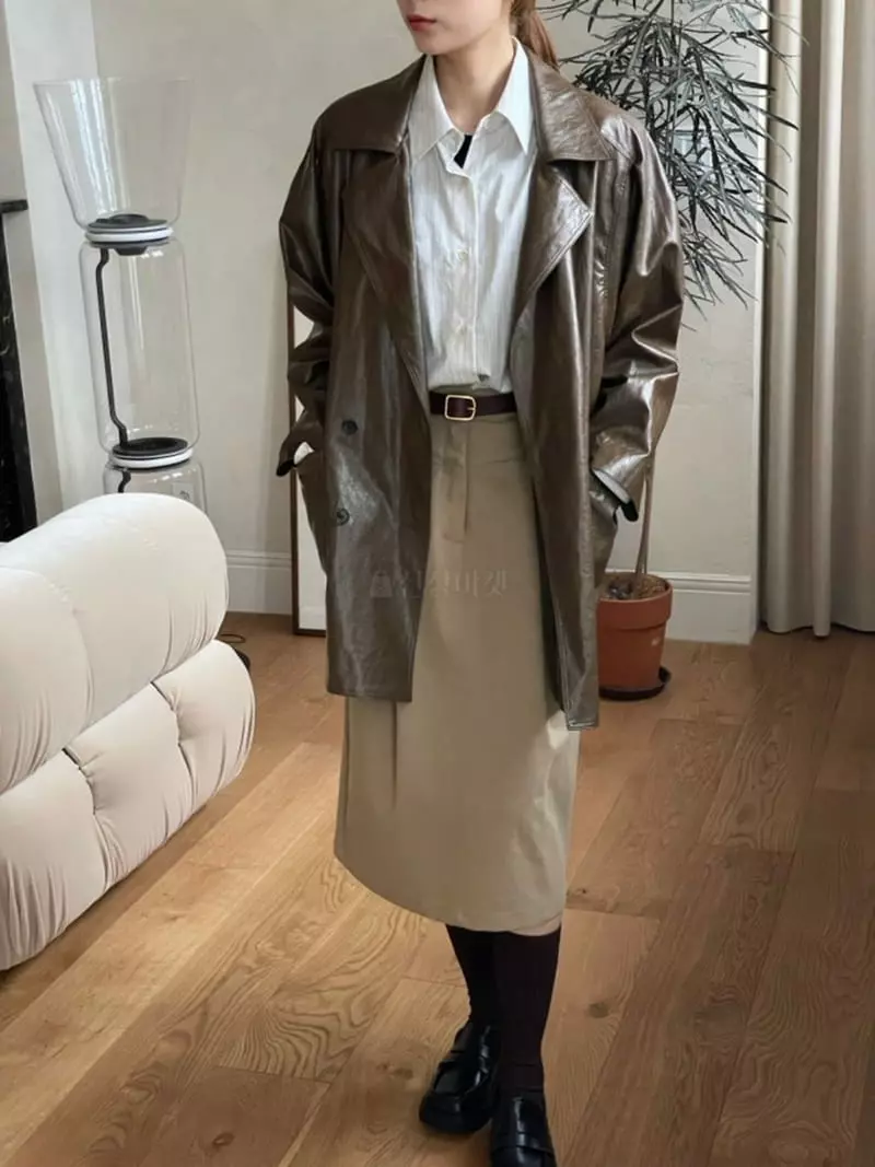 Hoper - Korean Women Fashion - #momslook - Fake Leather Jacket - 3