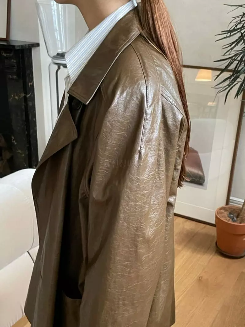Hoper - Korean Women Fashion - #momslook - Fake Leather Jacket - 5