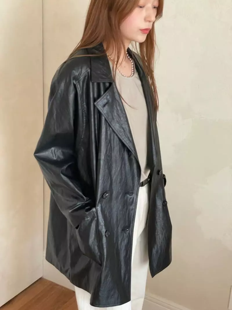 Hoper - Korean Women Fashion - #momslook - Fake Leather Jacket - 7