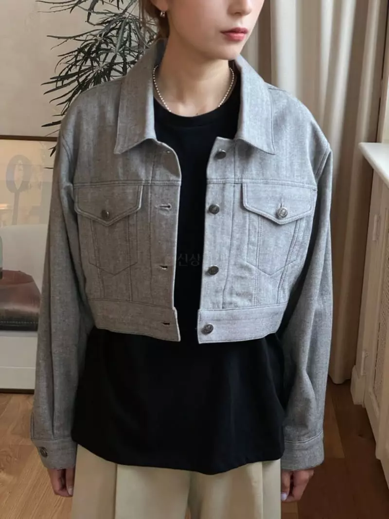 Hoper - Korean Women Fashion - #momslook - Two Tone Wahing Short Jacket