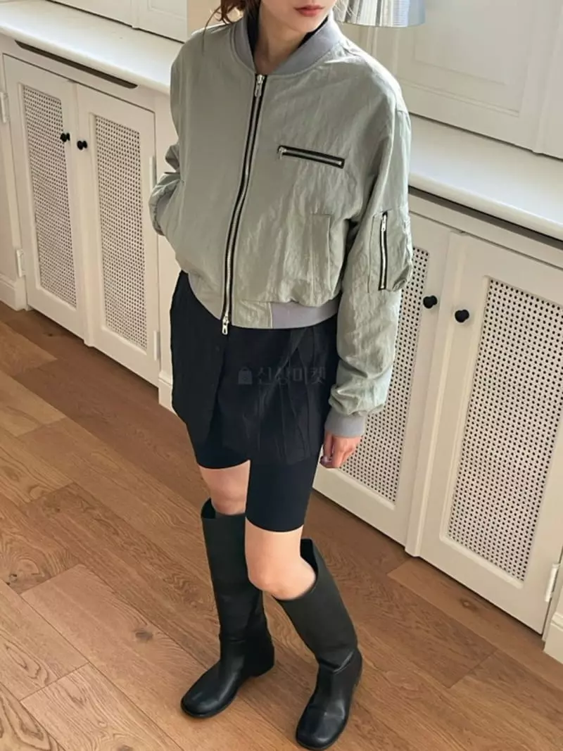Hoper - Korean Women Fashion - #momslook - Crop Zip-up Jumper