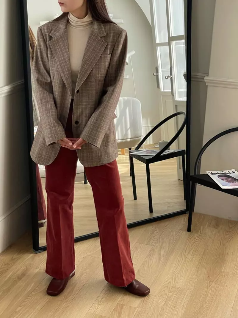 Hoper - Korean Women Fashion - #romanticstyle - Check Two Button Jacket - 6