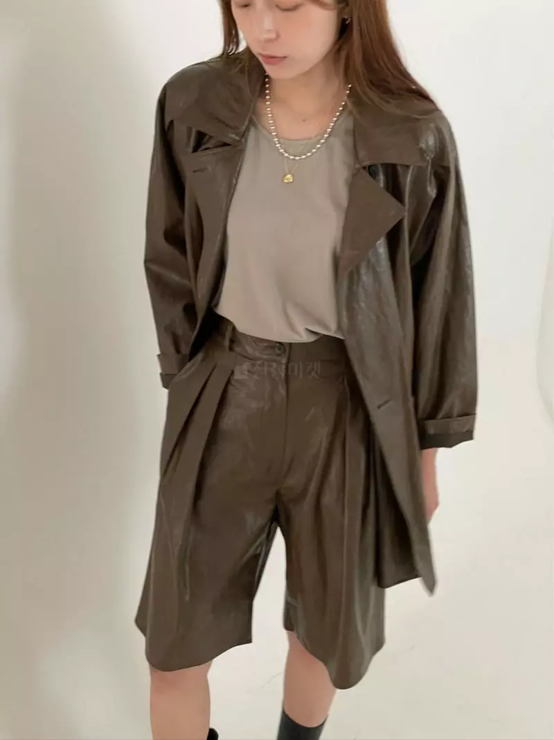 Hoper - Korean Women Fashion - #womensfashion - Leather Pants Set Up