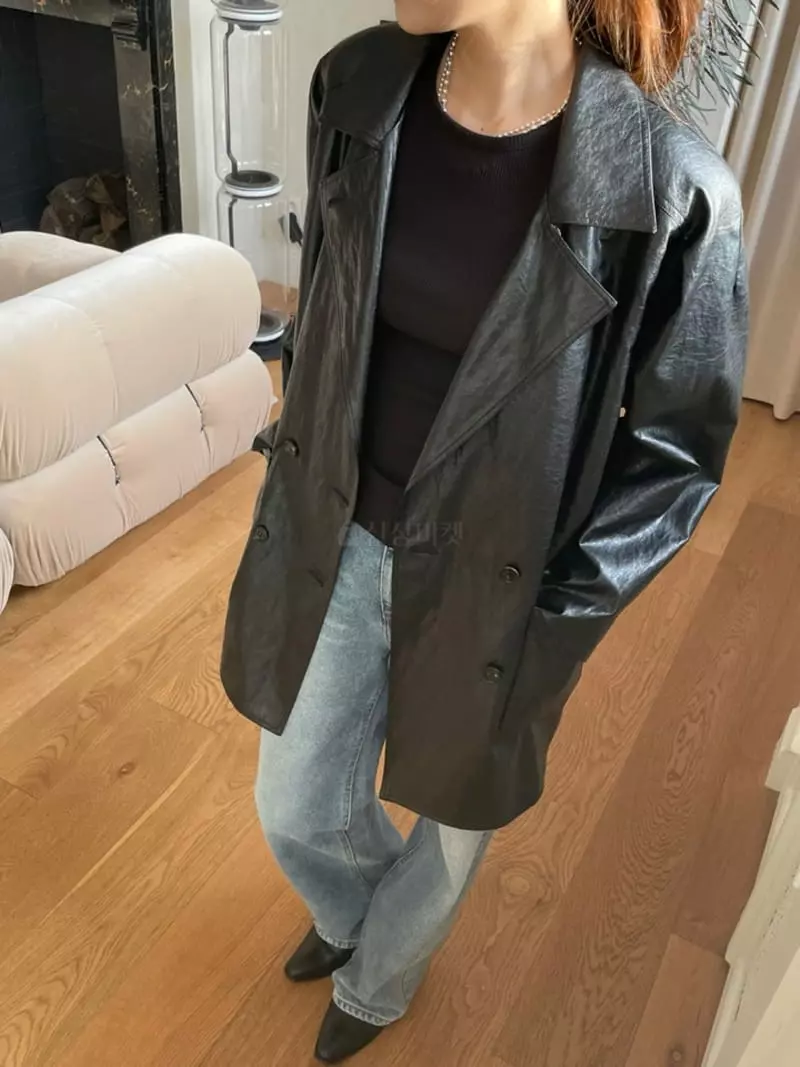 Hoper - Korean Women Fashion - #womensfashion - Leather Half Jacket - 2